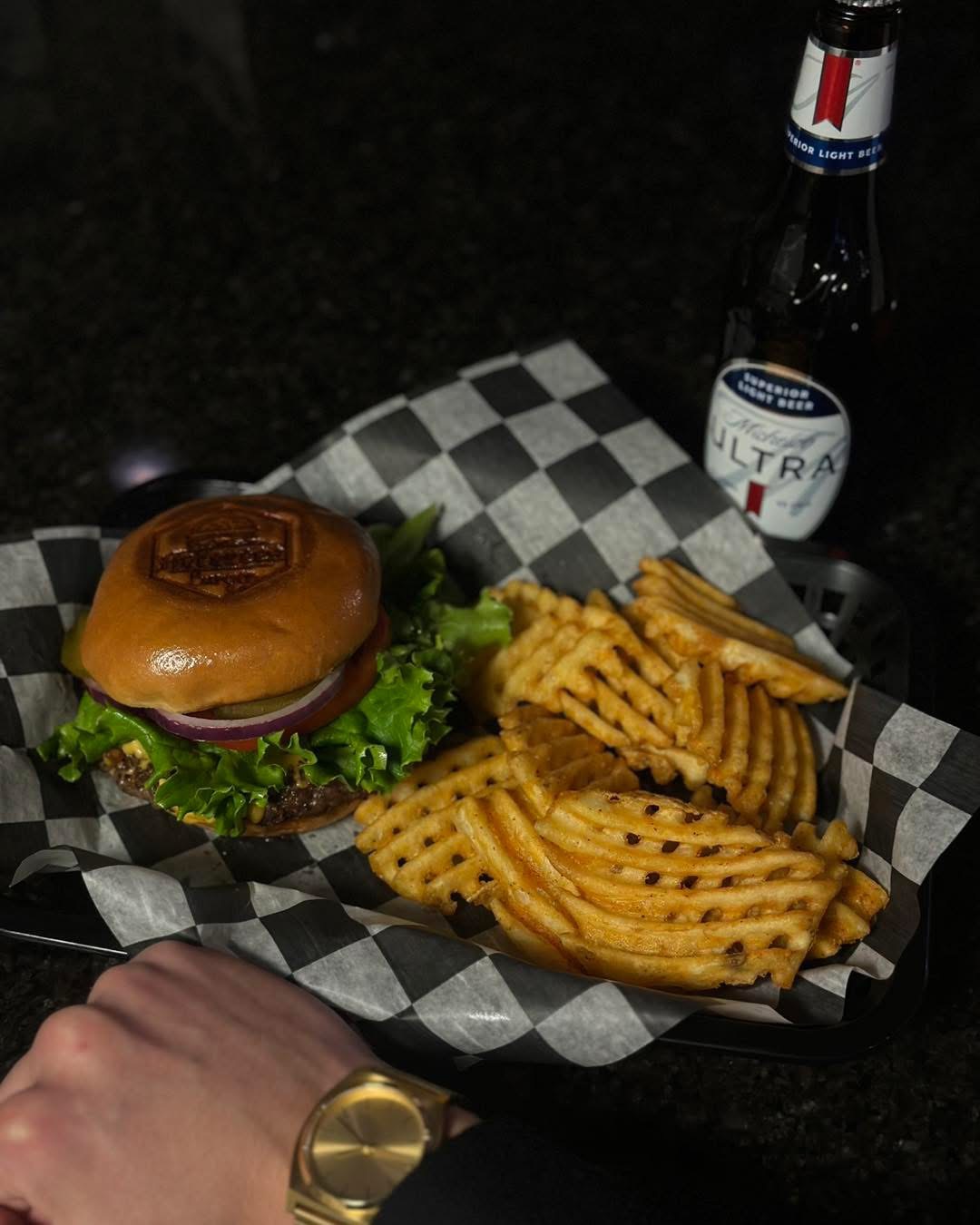 Burger at Referees Sports Bar